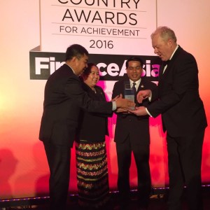 Kanbawza Bank is crowned with “Best Bank in Myanmar” award by London-based Finance Asia
