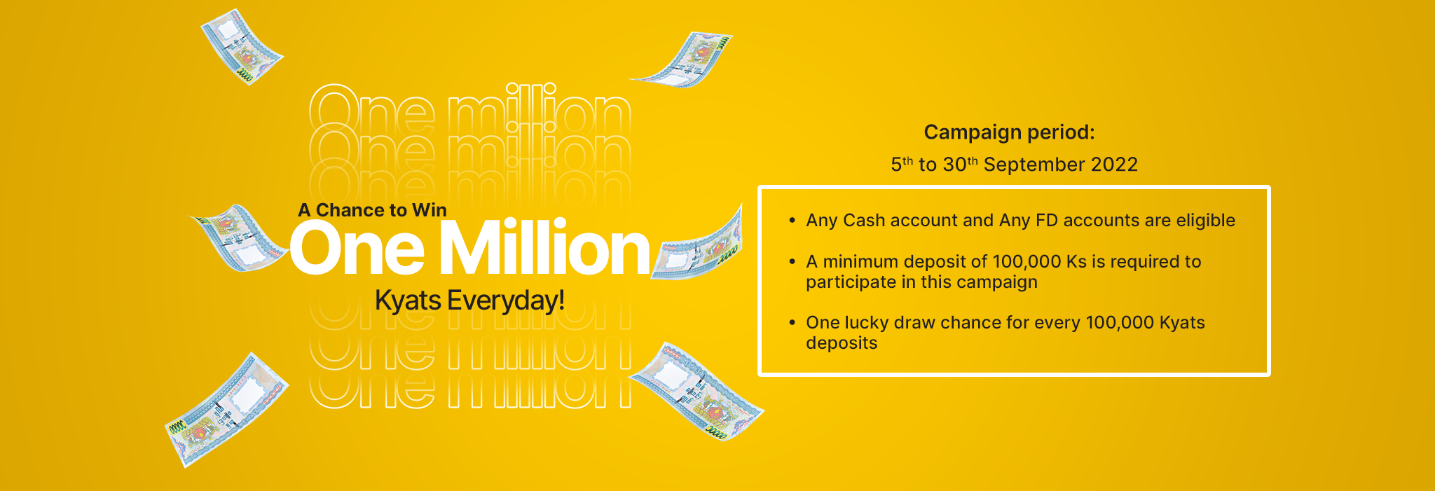 KBZ Bank A Chance to Win One Million Kyats Everyday