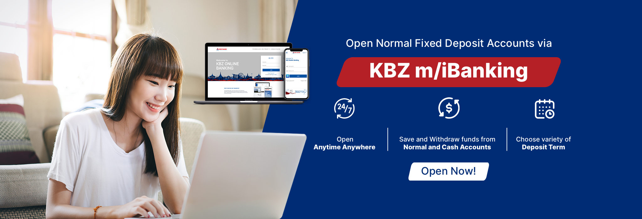 Open Fixed Deposit Account via KBZ m/iBanking